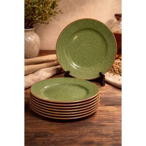 Val Do Sol Portugal Green Stoneware Plates Set of 8 8.75" Speckled